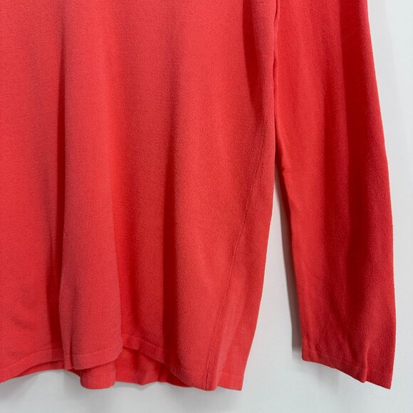 Ann Taylor Knit Top ST Double V Neck Back 3/4 Sleeves Lightweight Coral Work NWT - Picture 5 of 8